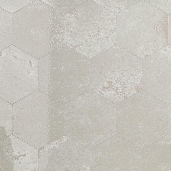 MOLOVO Alma White Hexagon 5.9 in. x 5.1 in. Polished Porcelain Tile Sample