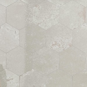 Alma Hexagon White 5.1 in. X 5.9 in. Polished Porcelain Stone Look Floor and Wall Tile (3.34 sq. ft./Case)