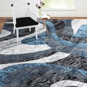 Catalina Huron Blue/Grey 8 ft. x 10 ft. Abstract Area Rug