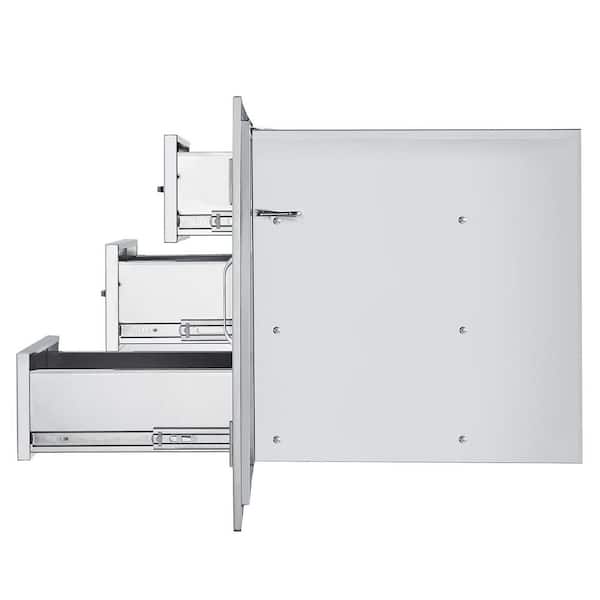 Outdoor Kitchen Drawers Stainless Steel BBQ Access Drawers with Handle 38.1 in. W x 22.6 in. H x 20.8 in. D