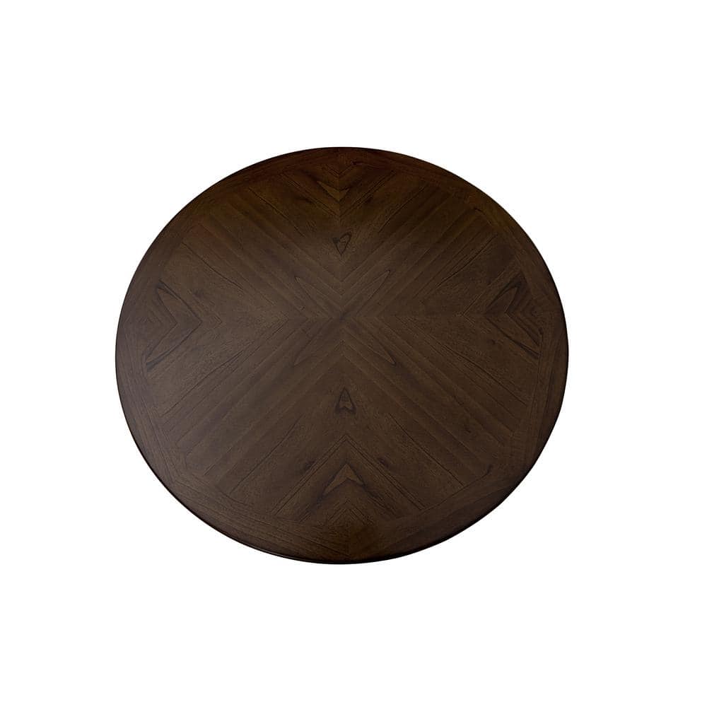 Espresso Solid Wood Round Counter Height Dining Table with Shelves