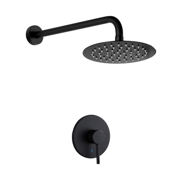 1-Spray Patterns with 1.8 GPM 8 in. Wall Mount Rain Fixed Shower Head in Matte Black