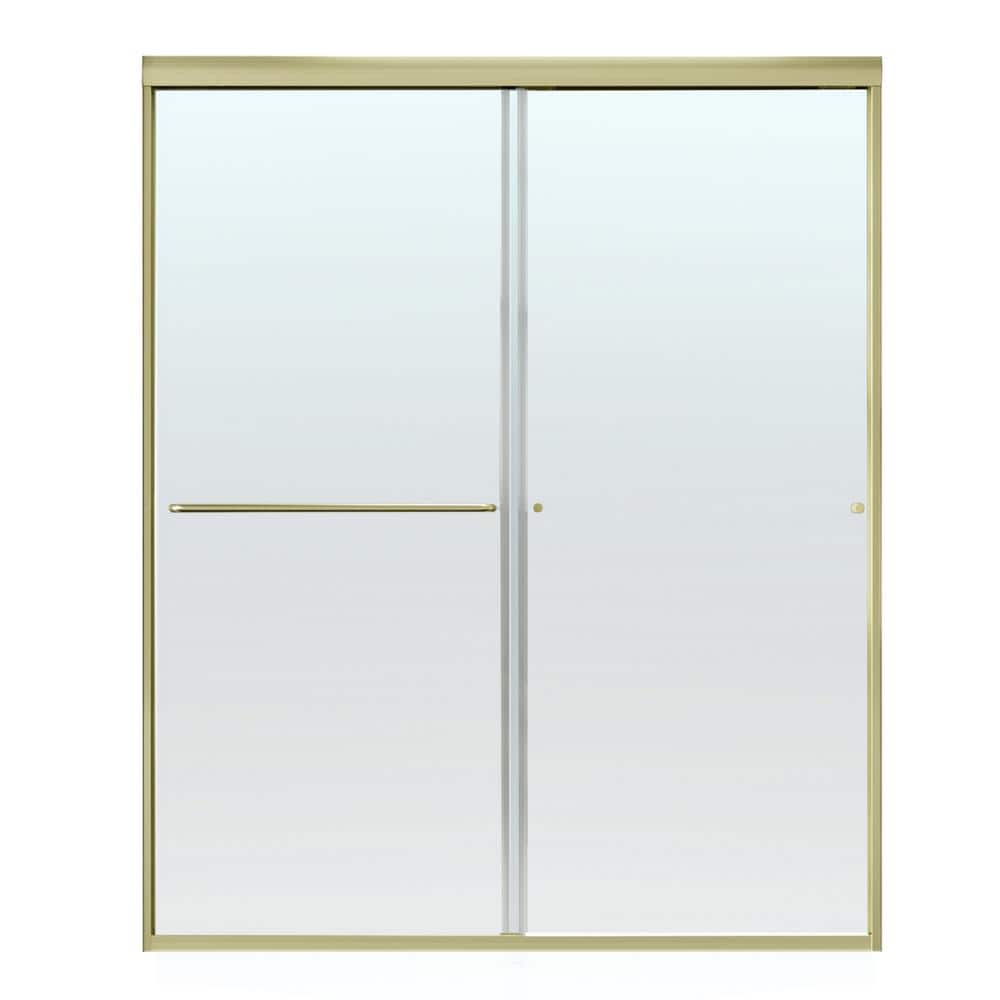 60 in. Brushed Gold Semi-Frameless Sliding Shower Door with Clear Glass