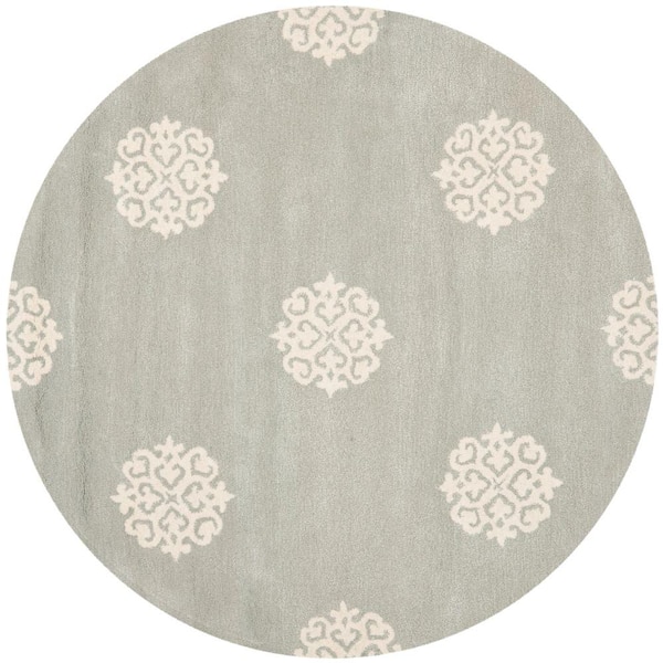 SAFAVIEH Soho Grey/Ivory 4 ft. x 4 ft. Round Floral Area Rug