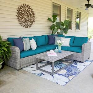 Leisure Made Forsyth 5-Piece Wicker Outdoor Sectional Set with Gray