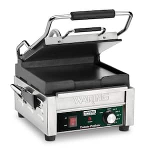 Tostato Perfetto Silver Compact Flat Toasting Grill 120V (9.75 in. x 9.25 in. Cooking Surface)