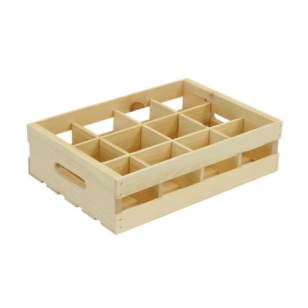 Crates & Pallet 12-Grid Wood Crate Divided Insert Unfinished