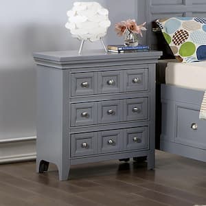 Ranchero 3-Drawer Gray Nightstand (28 in. H x 26 in. W x 16 in. D) With USB Ports