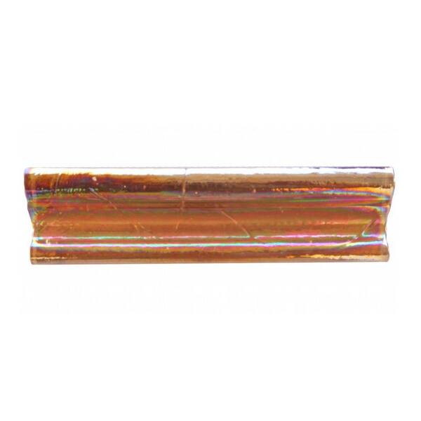 ABOLOS Atmosphere Recycled Glass Iridescent Orange 2 in. x 8 in. Polished Glass Decorative Bullnose Trim Tile  (0.111 sq. ft.)