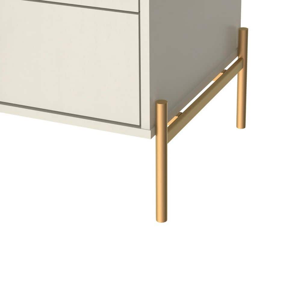 Jasper Off White Engineered Wood Nightstands with Gold Accents (Set of 2)