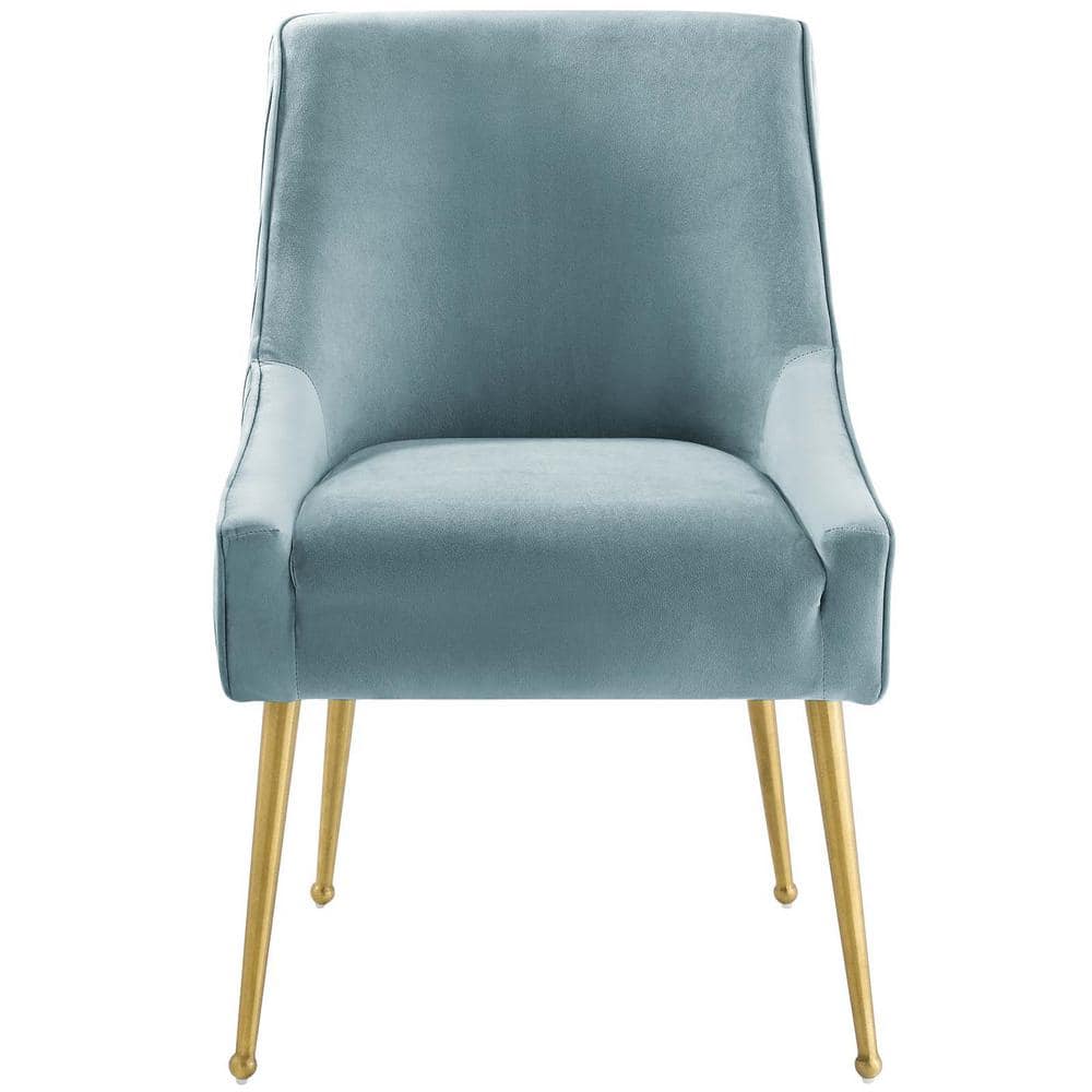 Modway Discern Pleated Back Upholstered Performance Velvet Dining Chair in Light Blue