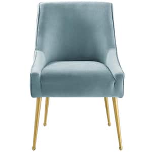 Discern Light Blue Pleated Back Upholstered Performance Velvet Dining Chair