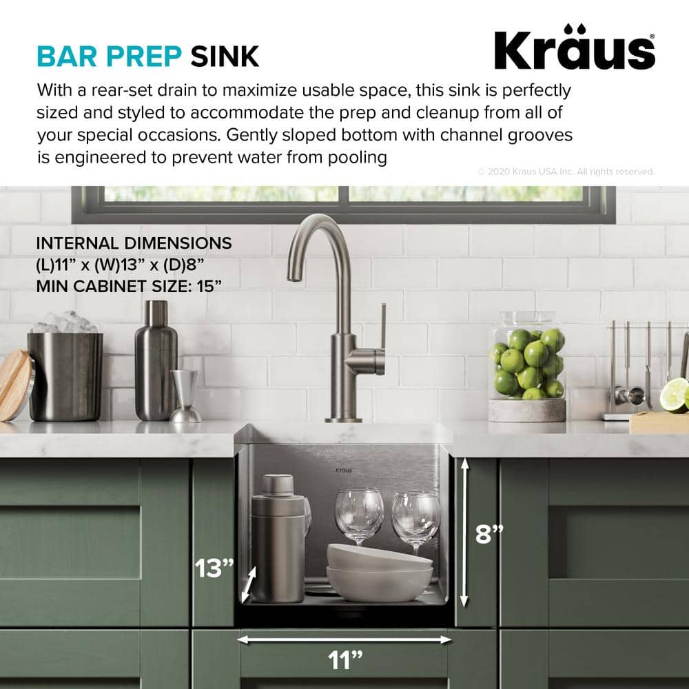 Kraus 13-inch Stainless Steel Undermount Bar Sink