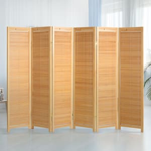 Natural 6 ft. Tall Adjustable Shutter 6-Panel Room Divider