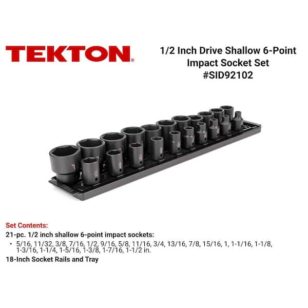 1/2 in. Drive 6-Point Impact Socket Set (21-Piece) (5/16 - 1-1/2 in.) with Rails