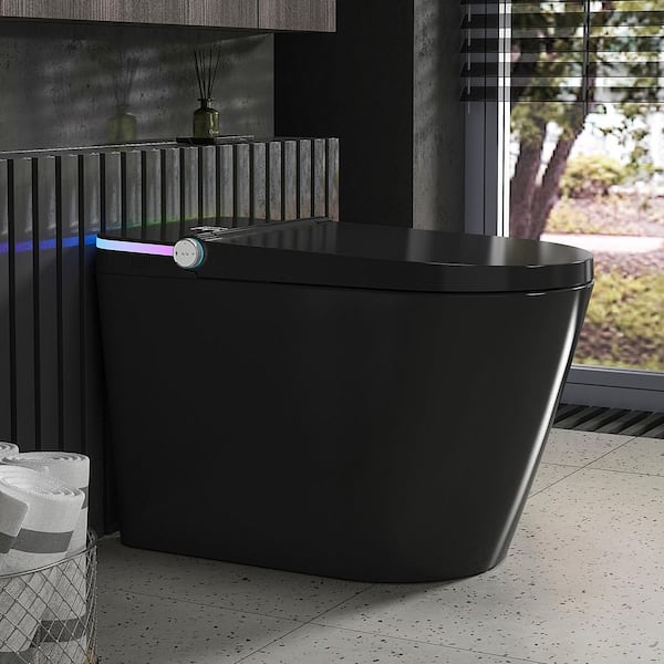 Elongated Smart Bidet Toilet 1.19 GPF in Black with Auto Flush, Heated Seat, Bidet Wash and Dry and Foot Sensor Control