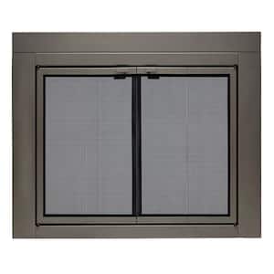 Uniflame Medium Roman Gunmetal Bi-fold style Fireplace Doors with Smoke Tempered Glass