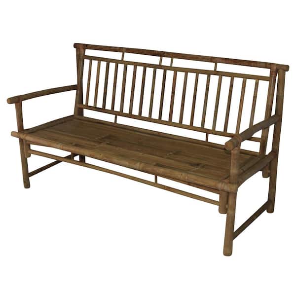 MGP 55 in. W x 21.5 in. D x 33 in. H Standard Slat Back Bamboo Bench