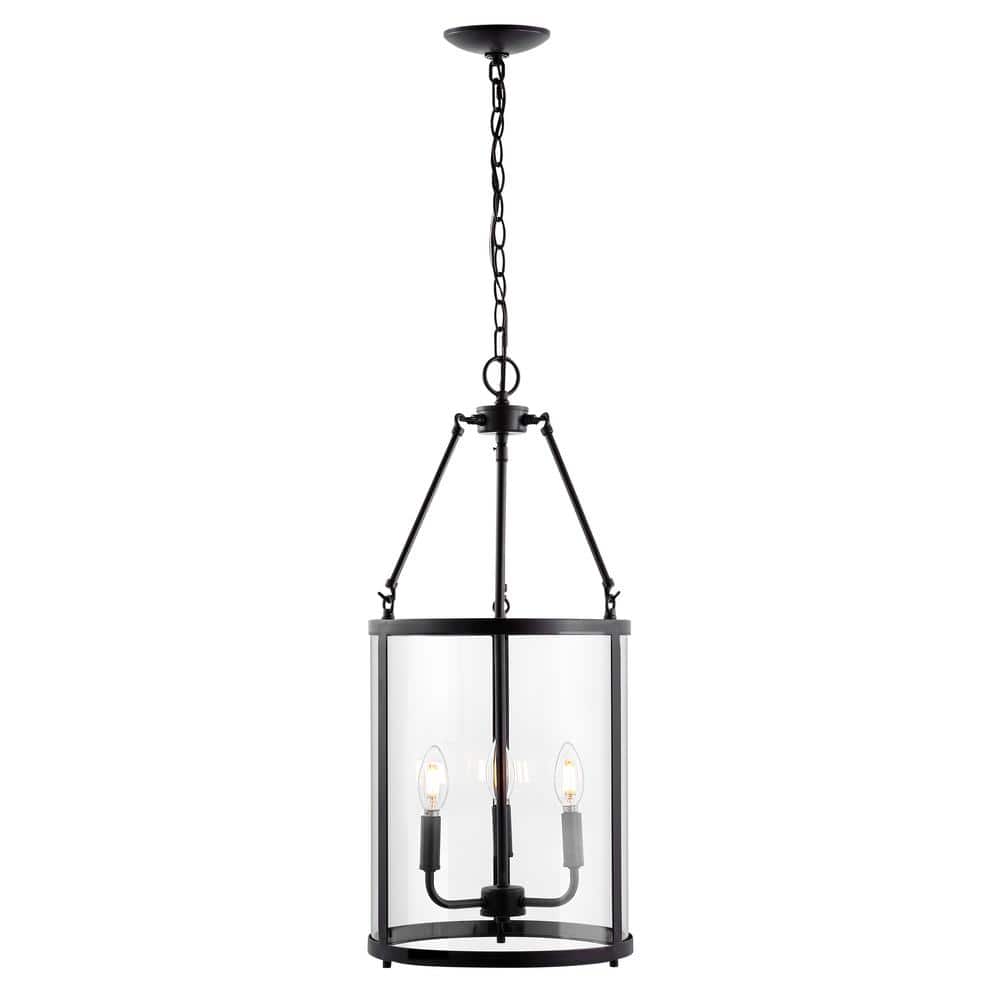 Kinsley 12" Industrial Farmhouse Oil-Rubbed Bronze LED Pendant with Clear Glass