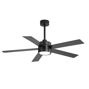 Isabella 52 in. Indoor Black Modern Ceiling Fan with Color-Changing LED with Remote and Downrod Included