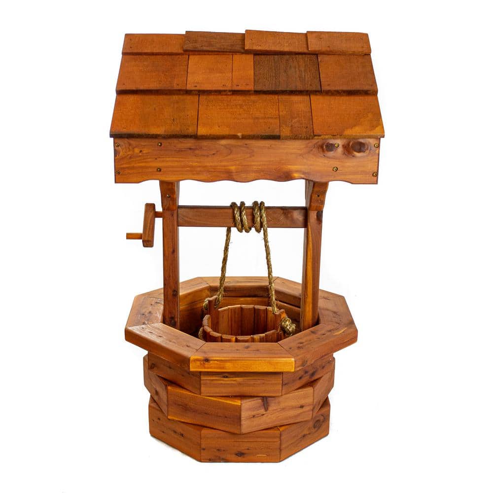 Medium Eastern Cedar Outdoor Decorative Wishing Well Planter