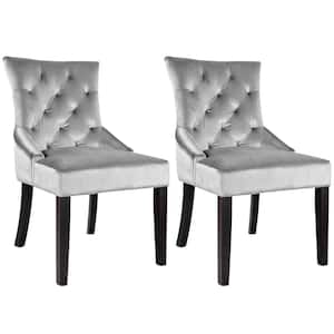 Antonio Light Grey Velvet Accent Chair (Set of 2)