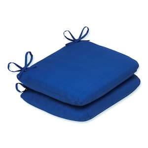 Solid 18.5 in. x 15.5 in. Outdoor Dining Chair Cushion in Blue (Set of 2)