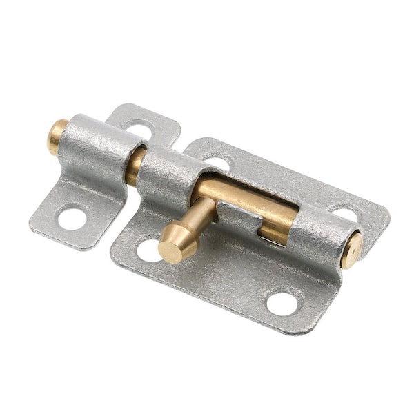 Door and Gate, Slide Barrel Bolt Latch 2-1/2 inch with Screws, Galvanized with Brass Bolt and Knob (Single Pack)