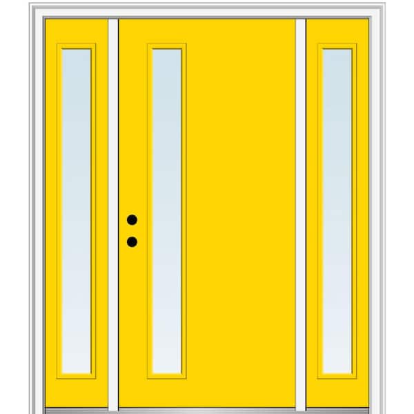 MMI Door 68.5 in. x 81.75 in. Viola Right-Hand Inswing 1-Lite Clear Low-E Painted Fiberglass Prehung Front Door with Sidelites