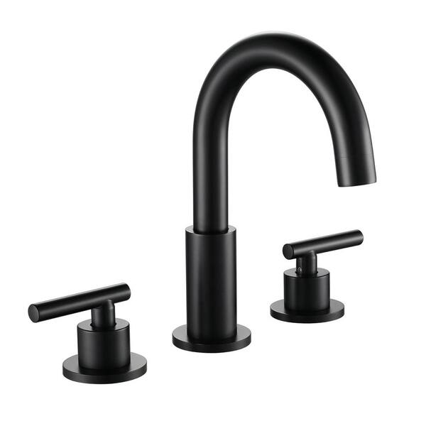 WANMAI 8 in. Widespread Double Handle Bathroom Faucet with Swivel Spout 3Hole Brass Bathroom