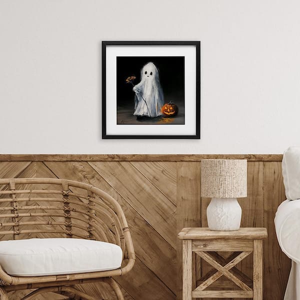 Stupell Industries Vintage Halloween Ghost and Pumpkin by Lindsay