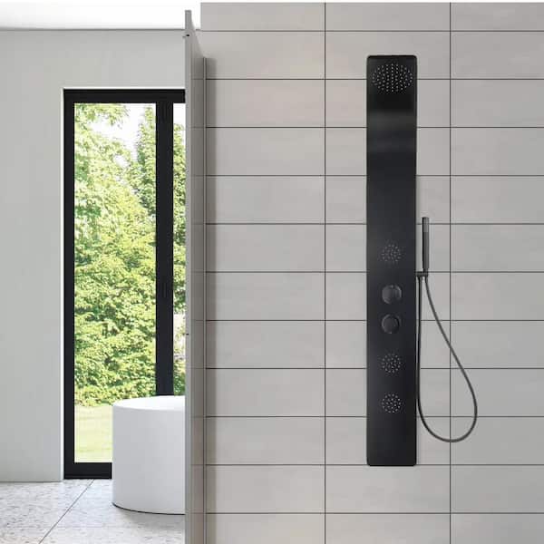 Brion 3-Spray Shower Panel with Hand-Held Body Hose in Matte Black