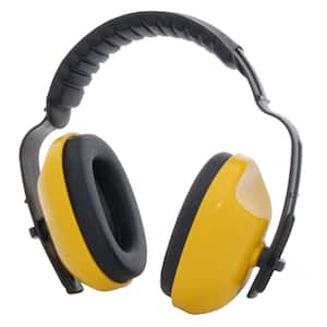Adjustable Headband Ear Muffs, Yellow with Black, Box of 5