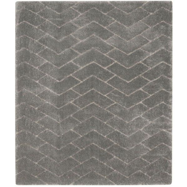 Nourison Dreamy Shag Grey 8 ft. x 10 ft. Abstract Contemporary Area Rug