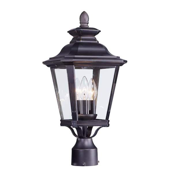 Maxim Lighting Knoxville 9 in. Wide 3-Light Outdoor Bronze Post Light ...