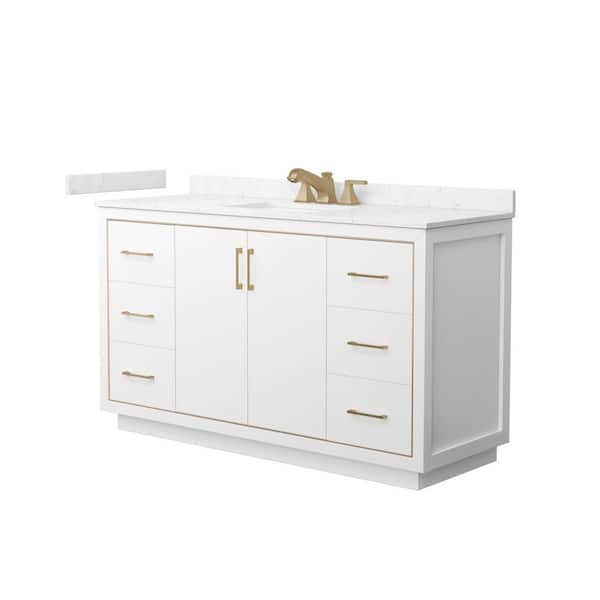 Icon 60 in. Single Freestanding White Bath Vanity with Carrara Cultured Marble Top Assembled