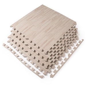 24 in. x 24 in. x 0.4 in. White Wood Grain EVA Interlocking Foam Floor Mat for Exercise, Protect Flooring (6-Tiles)