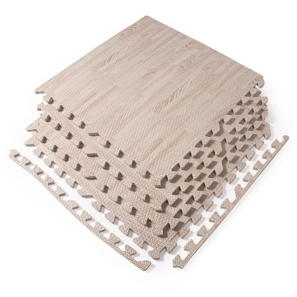 Shatex 24 in. x 24 in. x 0.79 in. White Wood Grain EVA Interlocking Foam Floor Mat 16 sq ft. (4-Tiles Per Case)