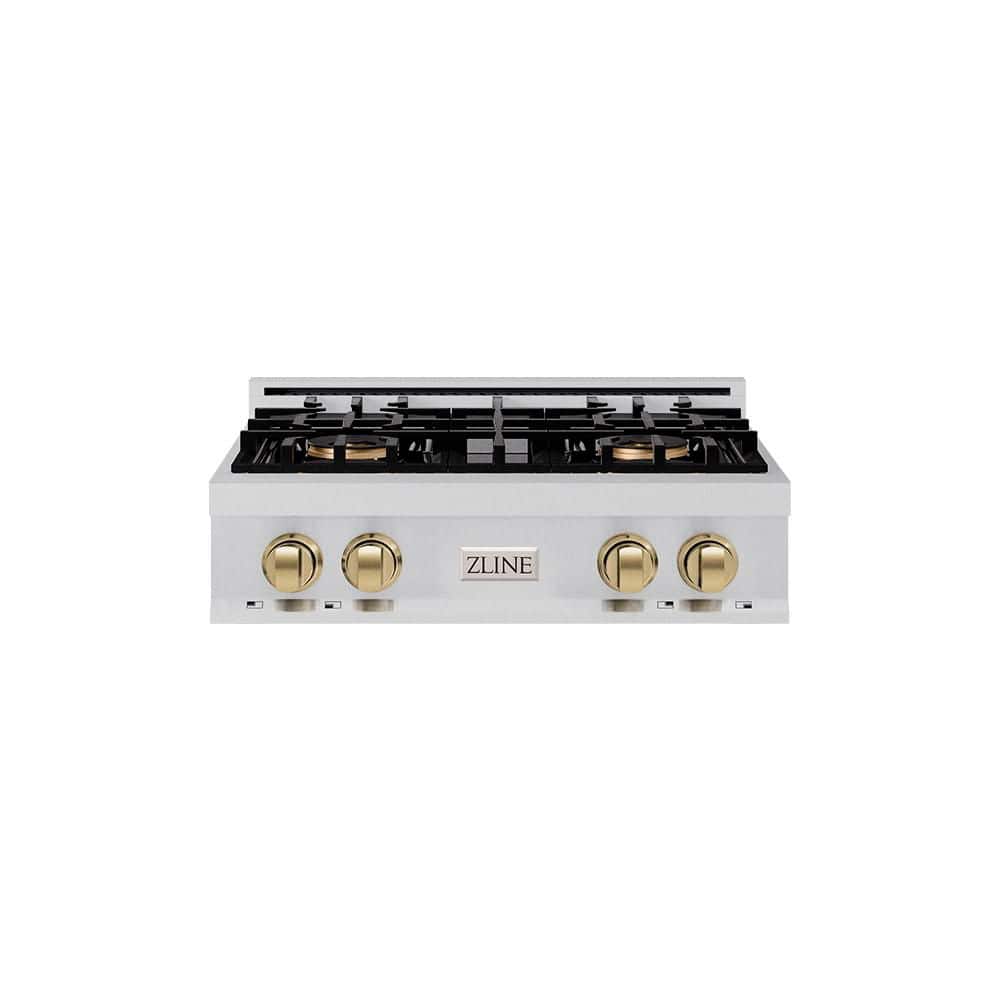 Autograph Edition 30 in. Classic Gas Rangetop with 4-Burner DuoPro Cooktop in Stainless Steel and Champagne Bronze