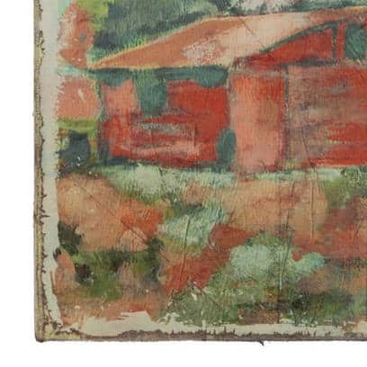 Rustic Multicolor Barn Canvas Wall Art with Hemlock Frame