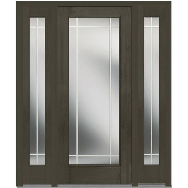 MMI Door 60 in. x 80 in. PIM Left-Hand Full Lite Classic Stained Fiberglass Mahogany Prehung Front Door with Sidelites