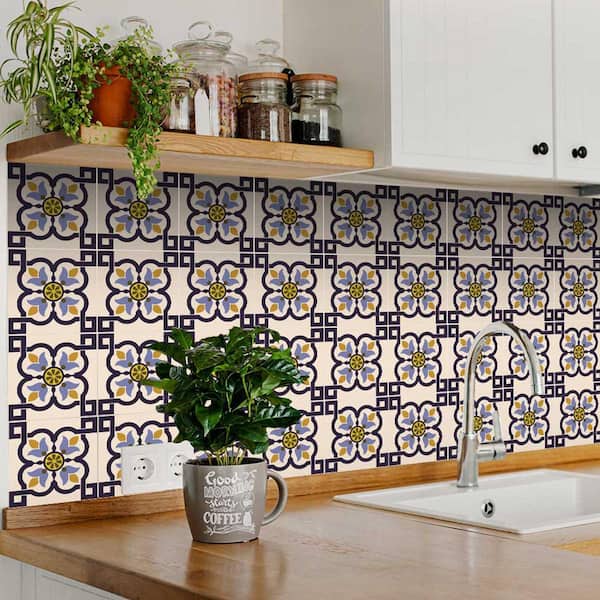 Orange, Yellow and Purple C31 4 in. x 4 in. Vinyl Peel and Stick Tile (24 Tiles, 2.67 sq. ft./Pack)