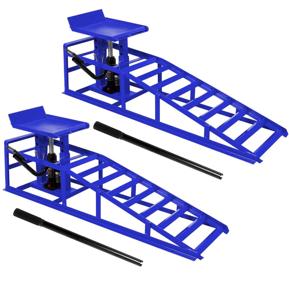 2-Pack Hydraulic Car Truck Service Ramps Lift, 10000 lbs. Capacity, 11-5/8 to 17 in. Lift,Steel Repair Ramps,Blue price history on PriceWatchPro