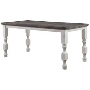 36.5 in. White and Gray Rectangle Wood Bar Table with Turned Legs