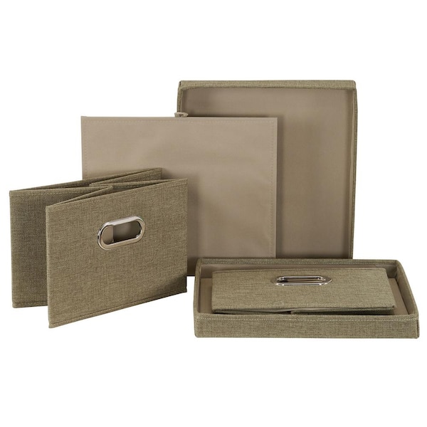 Household Essentials Medium Fabric Storage Bins with Lids, Graphite, Set of 2