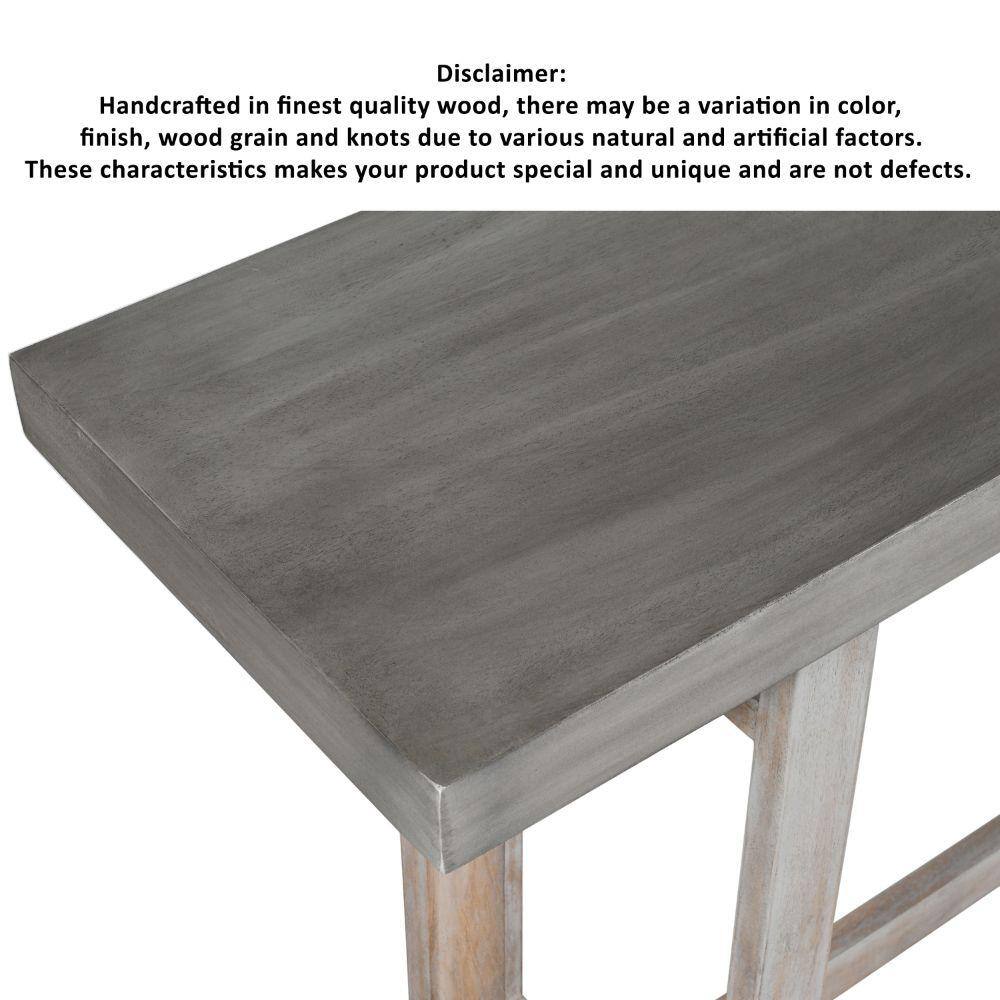 Rustic Light Brown Mango Wood 60" Console Table with Geometric Base