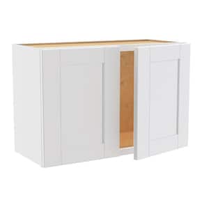 Washington Vesper White Plywood Shaker Assembled Wall Kitchen Cabinet Soft Close 27 in. W 12 D in. 18 in. H
