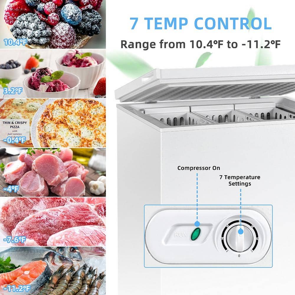Compact White 5.2 Cu.ft Chest Freezer with 3 Baskets