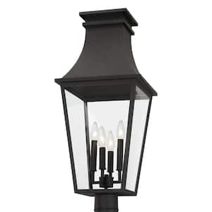 Gloucester 4-Light Black Aluminum Hardwired Outdoor Weather Resistant Post Light with No Bulbs Included