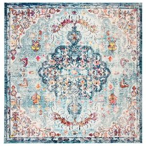 Madison Navy/Light Blue 7 ft. x 7 ft. Square Border Area Rug